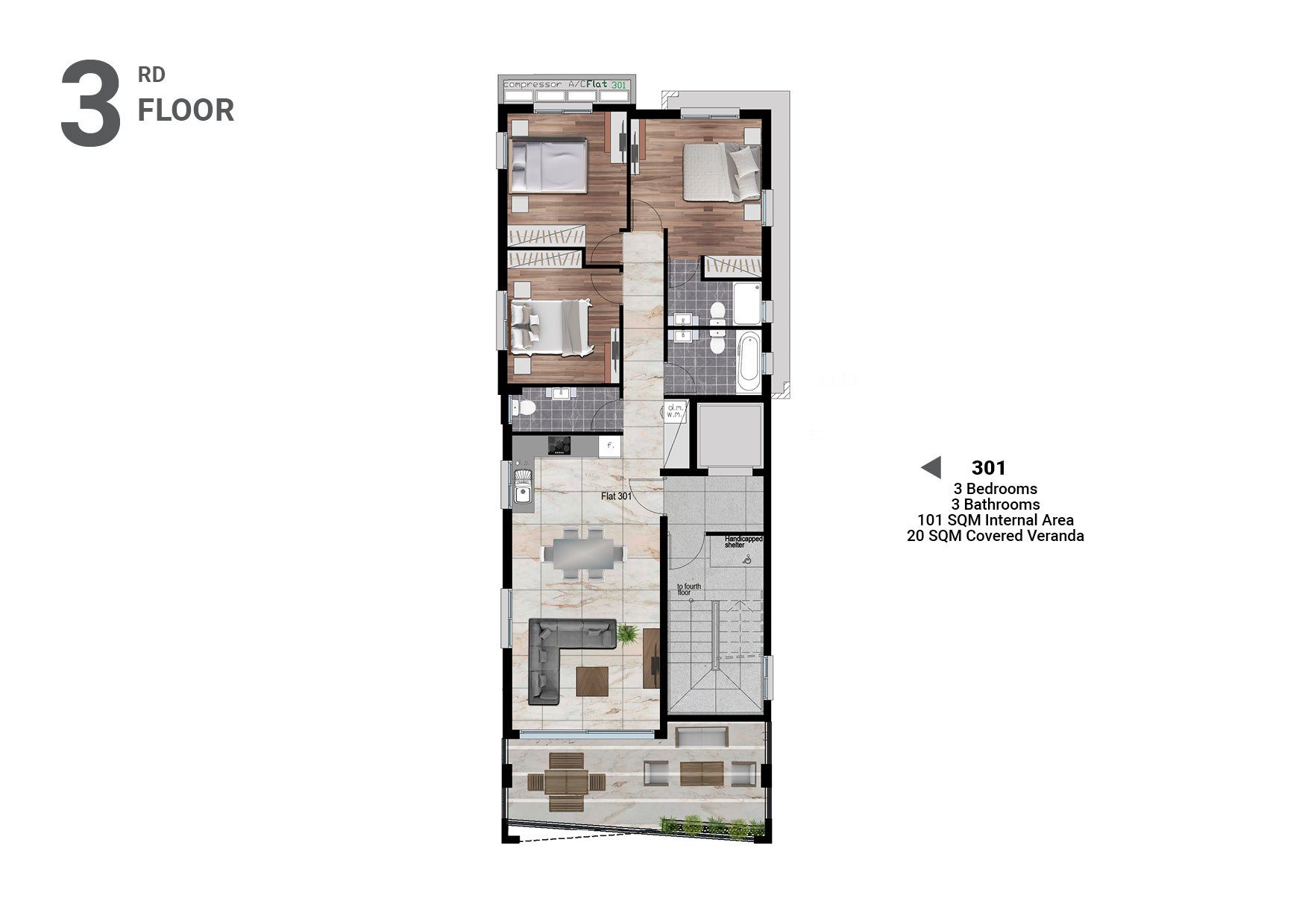 3 BR Apartment in Larnaca Center, Larnaca photo 5